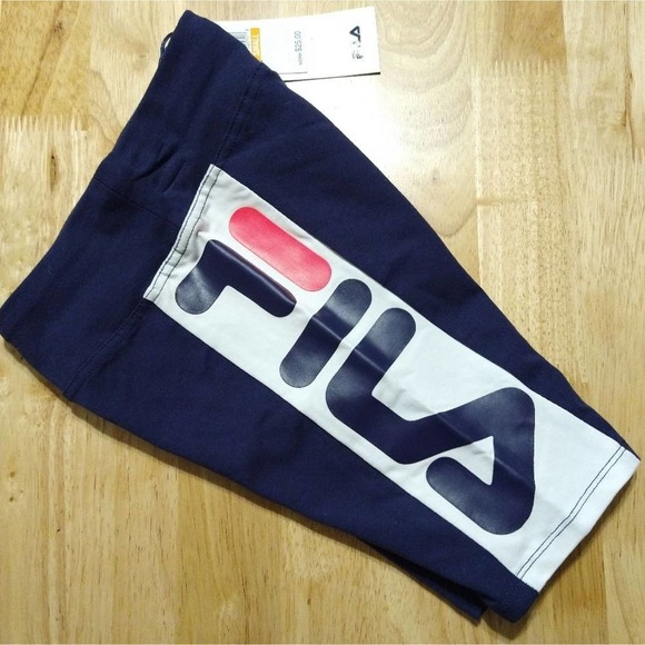 FILA Girls High Waist Navy Blue Logo Biker Shorts Size Small (S) New - Picture 6 of 8